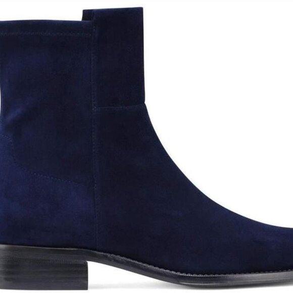 Stuart Weitzman Easy‎ On Reserve Blue Suede Pull-On 50/50 Booties Size 6M - Picture 3 of 10